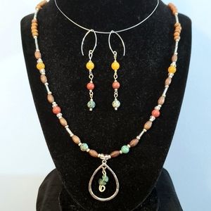 Jasper/Egg Yolk Amber Pendant Set